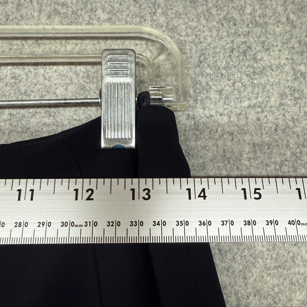 Piazza Sempione Dress Pants IT 44 US 8 Navy Blue Wide Leg Stretch Wool Side Zip - Picture 3 of 9